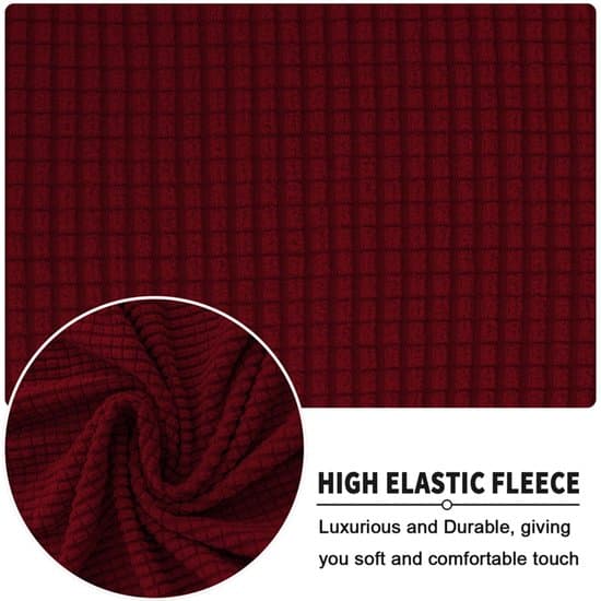 Dining Chair Cover with Armrests, Stretchy Polyester-Spandex Cover with Curved Back, Removable Washable for Dining Room, Kitchen, Office, Wine Red