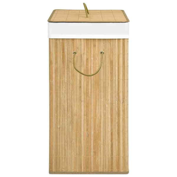 vidaXL Pyykkikori bambu 2 osastoa 100 L Ruskea Brun