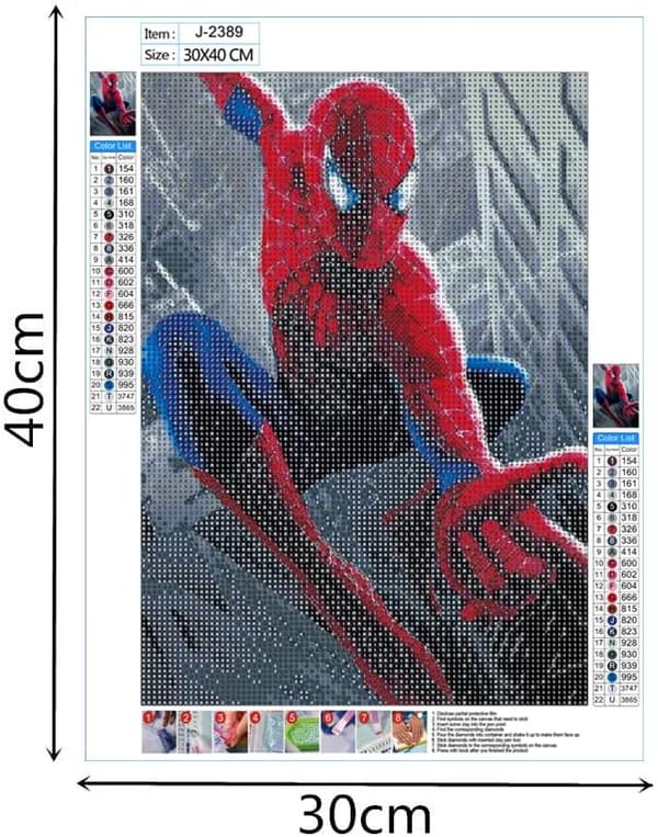 5D Diamantmaleri-sett, Marvel Spider Diamantmaleri-sett, Cros