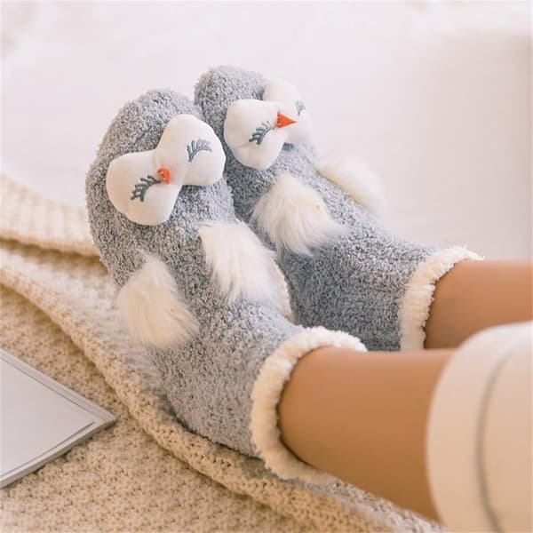 Hemmastrumpor tykke søde strømper koralfleece sove strømper vinter varme strømper plys strømper strikkede strømper fluffy vinter varme strømper