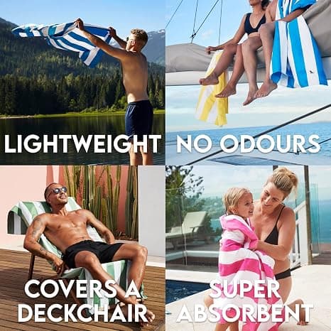 Beach Towel - Quick Dry, Sand Free - Compact, Lightweight - 100% Recycled