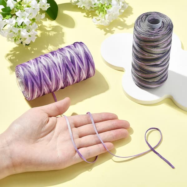 3 mm lila handvirkande garn issilke polyestertråd Purple