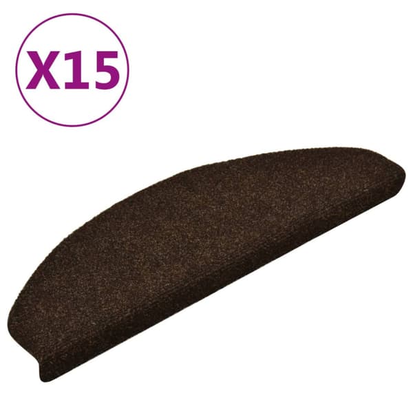 Selvklebende trappematter 15 stk 65x21x4 cm brune halvsirkelformede store
