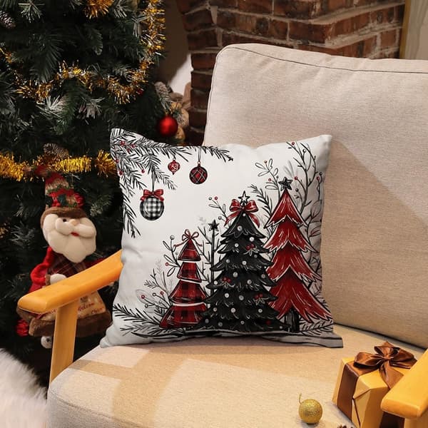 2-pak 45x45 cm Julepudebetræk Juletræsdekor Design - Vinter Jule Dekorative Puder til Hjem Sofa