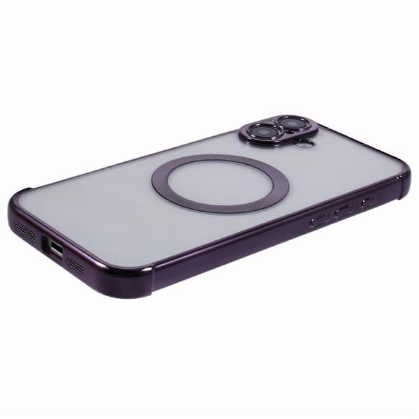 Case for iPhone 16 Plus Compatible with MagSafe Electroplated TPU Clear Phone Case - Dark Purple