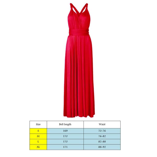 Multi Way Wrap Konvertibel Maxikjole til kvinder Brudepige Z Rød S Red S