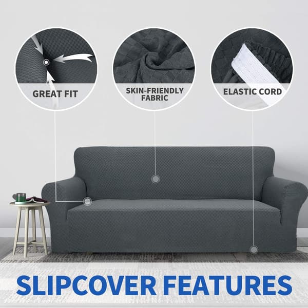 1-delt sofatrekk for 3-seters sofa, elastisk sofatrekk, dyrevennlig, sklisikkert møbelbeskyttelse (mørkegrå)