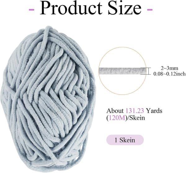 120 meter mykt heklegarn lysegrått håndstrikk for 0,5-1 mm tykt garn DIY skjerfveske putelaging Light Grey