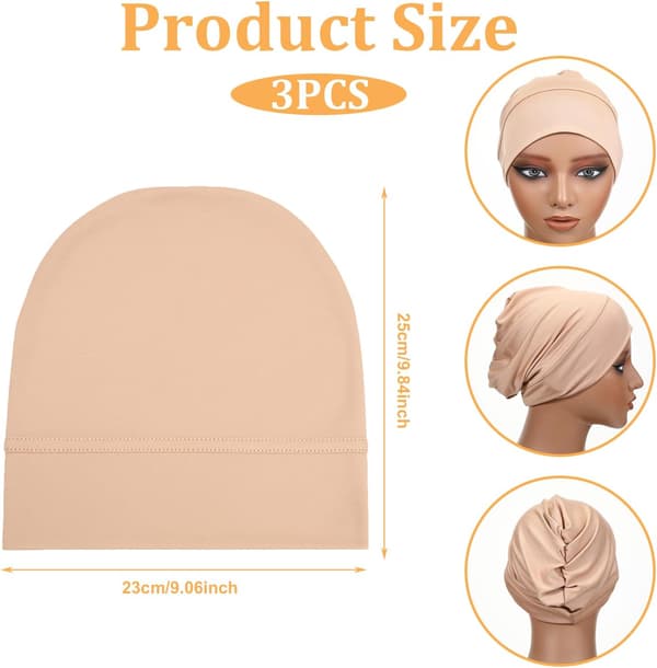 3 stk. Hijab Undercap til kvinder, sort, hvid