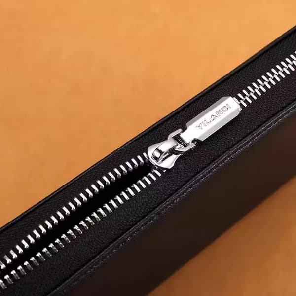 RFID-skyddad läderplånbok med dragkedja runt om för telefon, dam