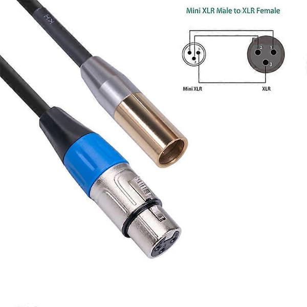 REXLIS 1FT Mini XLR Han til XLR Hun Adapterkabel, 3-Pin Mini XLR til XLR Videokabel, til BMPCC 4