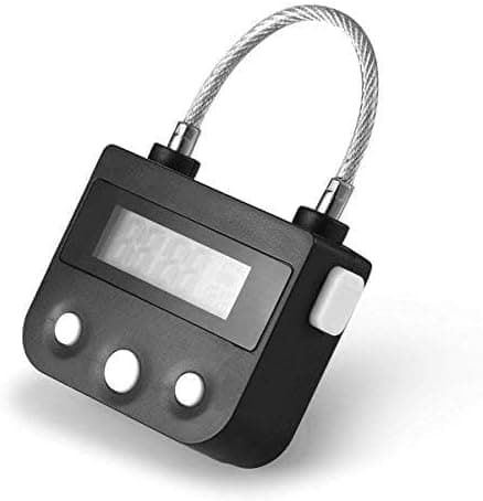 Electronic Timer Lock with Time Lock, Countdown Lock with USB Charging, 130kg Pull Force, Waterproof for Outdoor Use, 46x40x20mm, Black