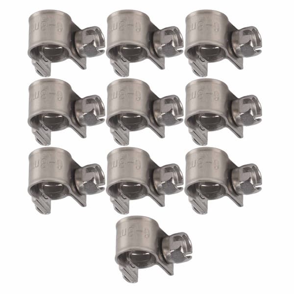 Mini slangeklemmer i rustfrit stål, sortiment af 10, 6 mm til 20 mm