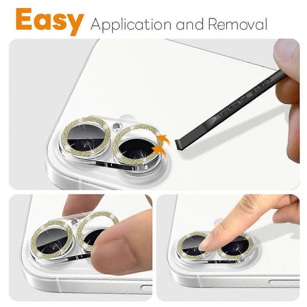 For iPhone 17 Camera Lens Protector Glitter Bling Circles Tempered Glass HD Clear 3D Full Co