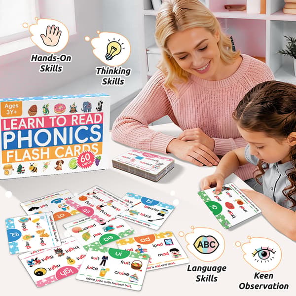 Learn to Read Phonics Flash Cards for Preschool, 1st and 2nd Grade
