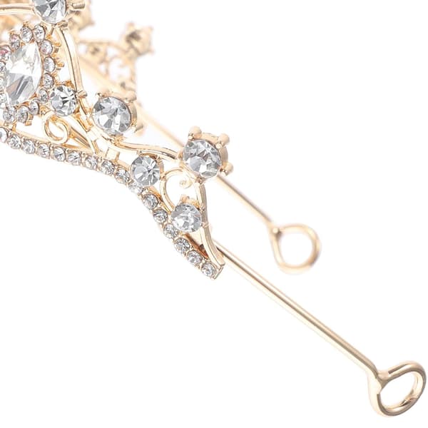 Barokk Rhinestone Brudetiara Bryllupshodebånd Gullbase Hvite Krystaller Elegant Hodeplagg for Brudefest Bursdagsforestilling