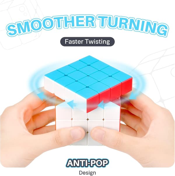 4x4x4 Magic Cube Christmas Gift for Kids and Adults (Stickerless)