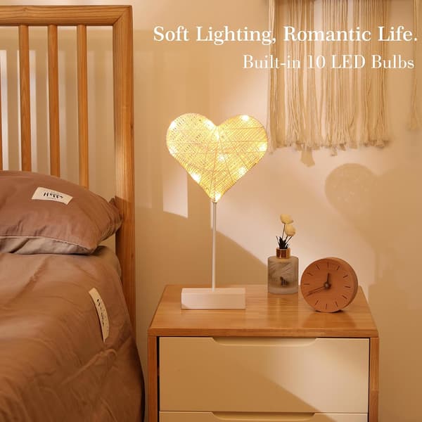 Heart-shaped Decorative Table Lamp, LED String Night Light for Bedroom Use, Battery-powered Desk Lamp for Valentine's Day.