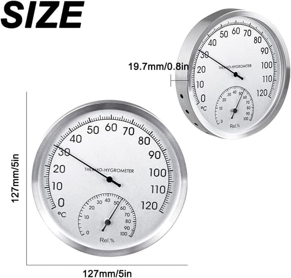 Termometer og hygrometer 2 i 1, metalurskive termometer, analog