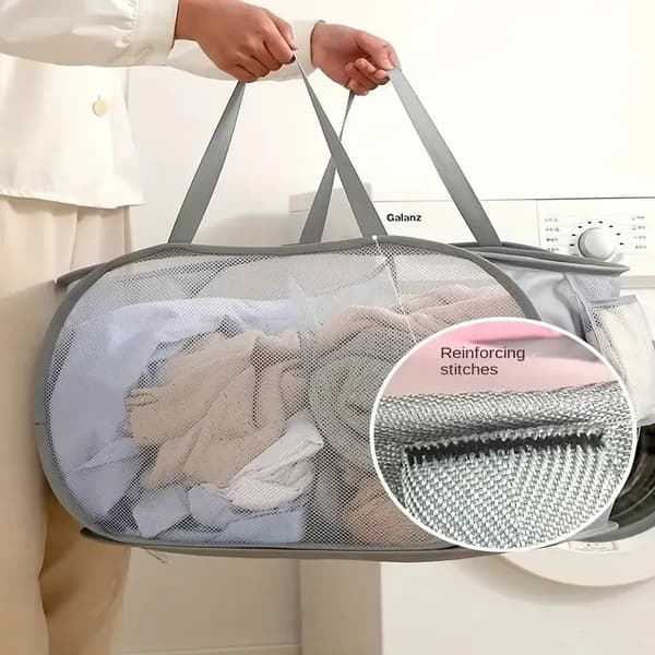 Foldable Laundry Basket Large Capacity Mesh Breathable Dirty Clothes Storage Organizer for Bathroom, Dorm, and Bedroom 36*36*58 36*36*58
