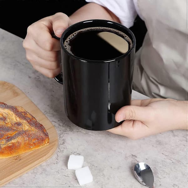 40 cl Extra Large Ceramic Coffee Mug, Classic Porcelain Super Large Teacup With Handle For Office And Home, Black