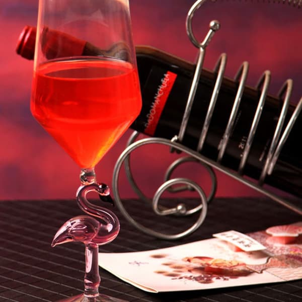 2 st slitstarka vinglas i glas med flamingodesign 330 ml, delikata dekorativa koppar