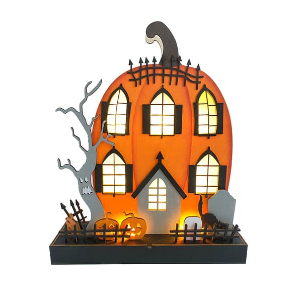 Halloween borddekorasjoner, 9 \"x8 \" Lysende gresskarhusdekor