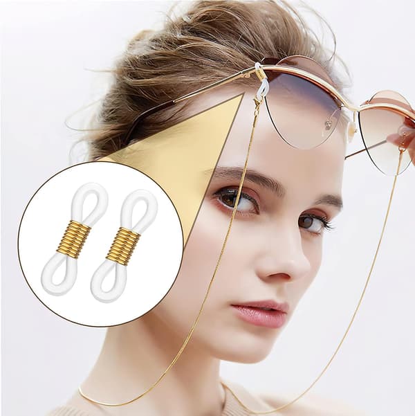 40 st (transparent vit + vit K silikonring) gummiögonglaskedja