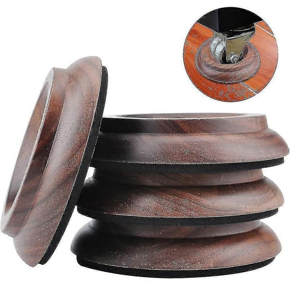 Pianohjulskydd i massivt trä, 4-pack, äkta valnötsträ, möbelbenskydd