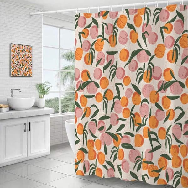 90x180cm Vanntett Dusjforheng i Polyesterstoff med Kroker, Maskinvaskbart, Moderne