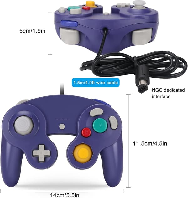 Gamecube-spilcontroller, 2-pak klassiske spilcontrollere med vibrationsjoystick
