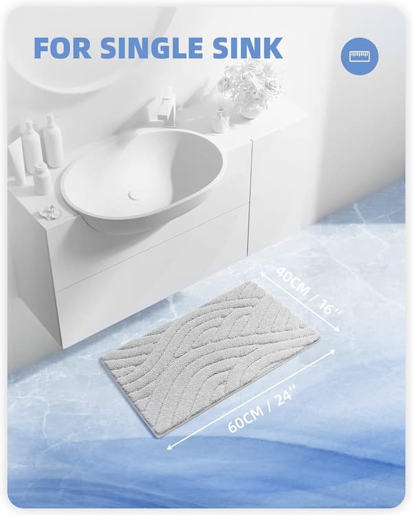 (Grå) Farve G Absorberende bademåtte 40x60cm, skridsikker badeværelsesmåtte,