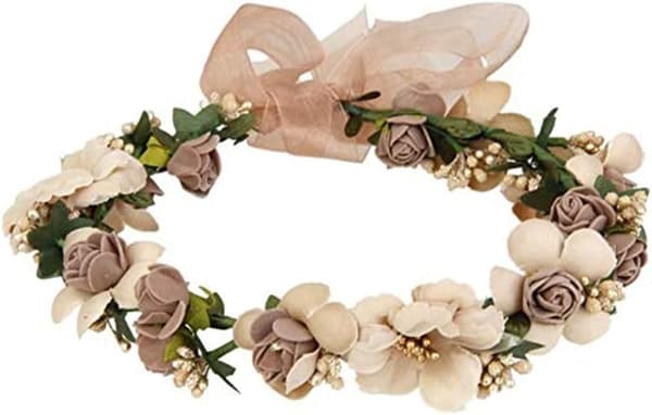 Blomsterkrans, Blomsterpandebånd Blomsterkrans Pandebånd Boho Rose