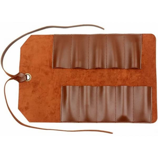 Værktøjsrulle Læderpose Pung 10 Rum Multi-bruger Organizer Wrap
