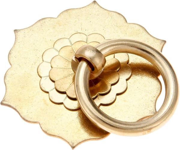 Antique Ring Pull Handle, Brass Furniture Knobs, Classic Hexagonal Flowers for Drawers, Dresser, Wardrobe, Cabinet, Door, Kitchen, Bed