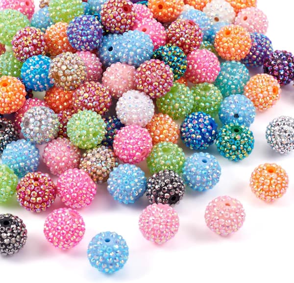 100 st 20 mm julstrasspärlor runda tuggummi Crystal-Mixed 20mm