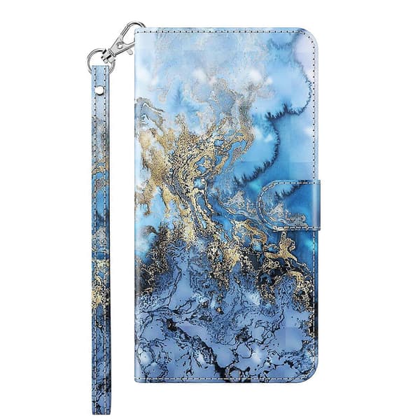 For iPhone 14 Plus 3D Painted Pattern Flip Leather Phone Case (Gold Butterflies)