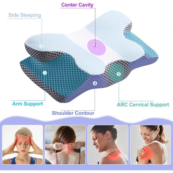 Ergonomisk Cervical Memory Foam-pude til side-, ryg- og mavesovere (Style1:60*34*13/10cm)