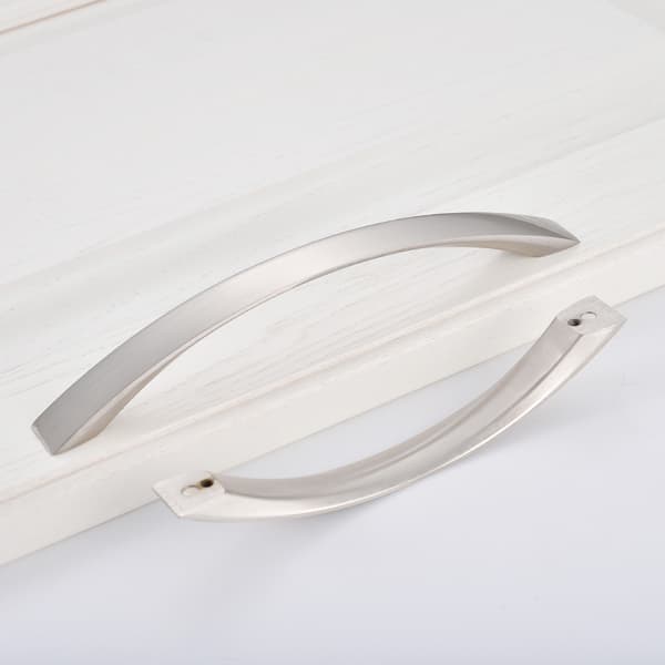 Set of 10 128mm Kitchen Handles - Chrome - Brushed Nickel