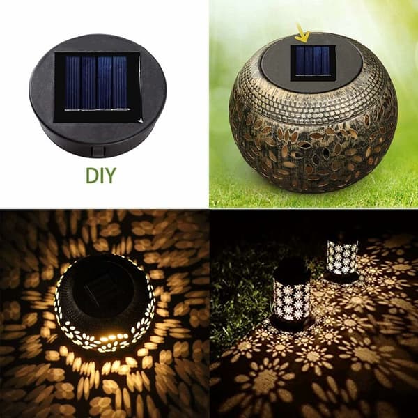 2 stk. erstatningssolcellelamper, solpanelhætte med LED-pære, DIY solcellelampe til udendørs dekoration