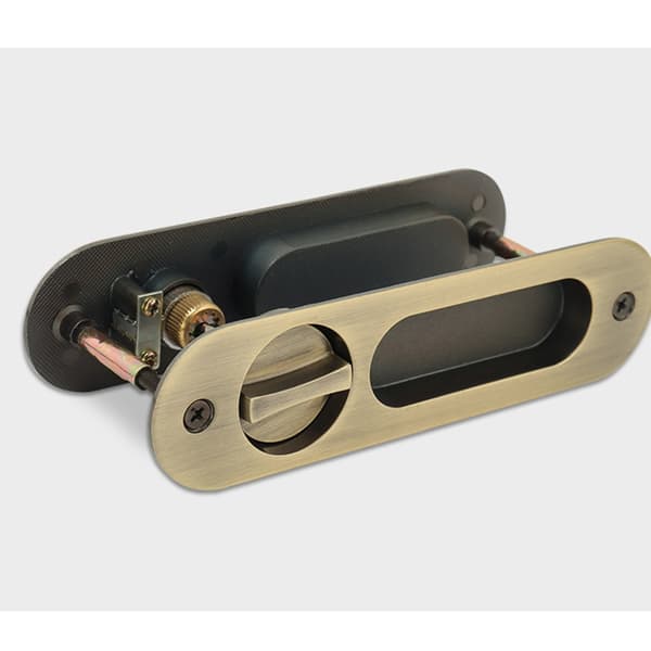 Flush Sliding Door Handle Set - Embedded Lock Body Handle for Interior Doors Bronze Bronze 546