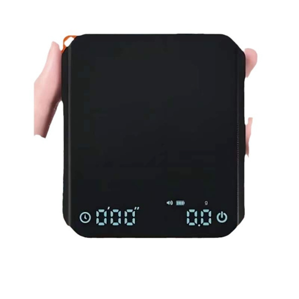 Mini Digital Coffee Scale compatible with Timer PR1/PR2 USB-C Rechargeable High-Precision LED Display Black