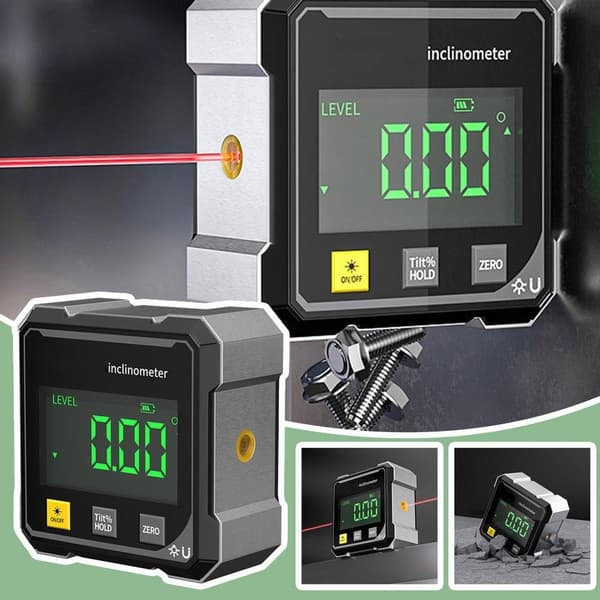 Digital Vinkelmåler med Laser & 4-sidet Magnetisk Base - Elektronisk Niveau Protractor[JUN]