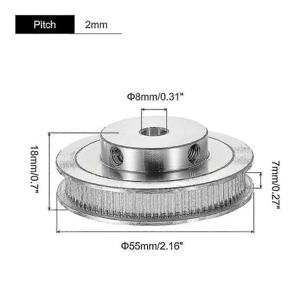 80 Teeth 8mm Bore Aluminum Pulley Synchronous Wheel Silver with Screw for 3D Printer Belt