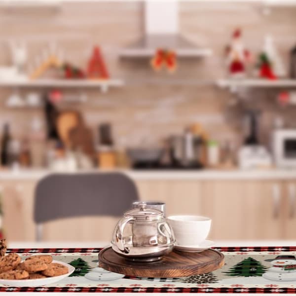 Christmas Table Runner, Washable Christmas Table Runner, 33 x 180 CM Table Runner, Snowman Table Decoration (Snowman)