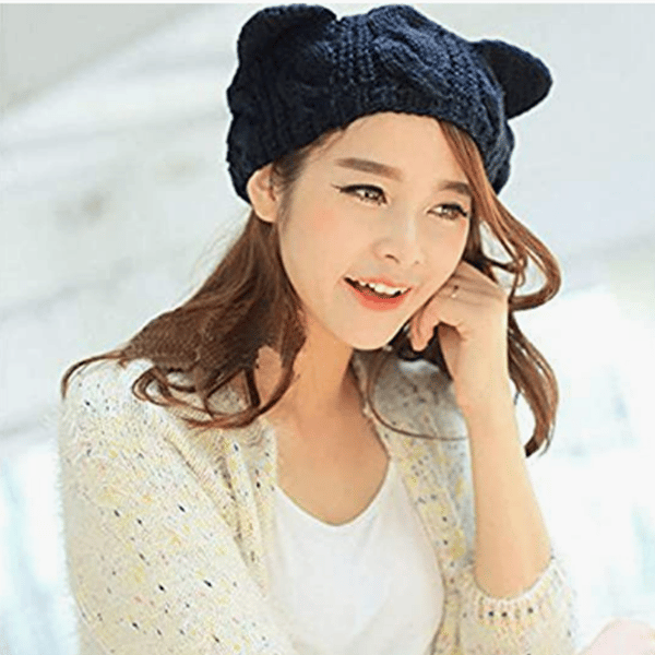 Dame Basker Twist Vinter Strikket Hat Japansk