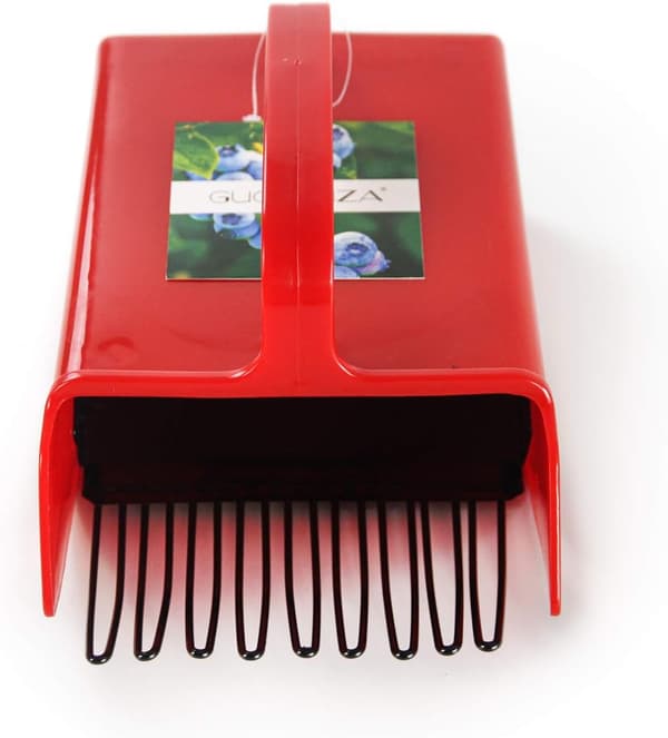 Blåbær- og brombærkam, bærplukker med metalkam, 24 x 14 cm (rød)