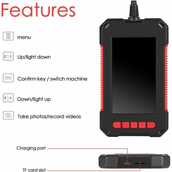 Industrial Borescope, 1080P HD Digital Inspection Camera, 4.3 Scr