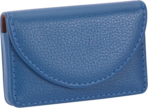 Läderfodral för visitkort med magnetlås - Blå Blue