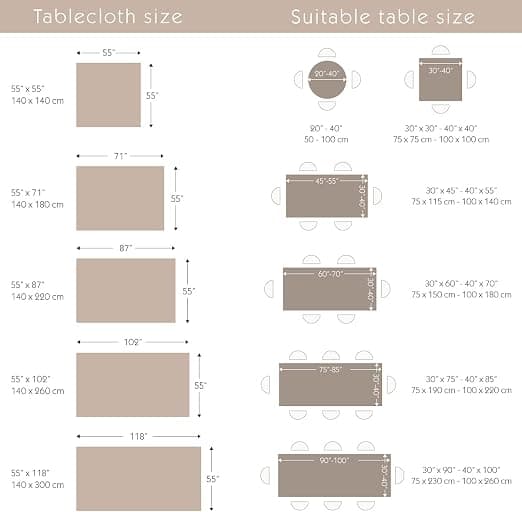 (Square Brown, 140 x 180 cm) Rectangular Tablecloth Stain Resistant Waterproof Outdoor Tablecloth Cotton and Linen Tablecloth Suitable for Kitchen, Garden